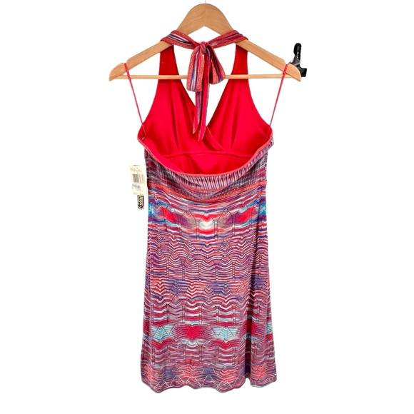 Vtg GUESS NWT Y2K Crochet Halter Dress Large Colorful Metallic Gold Red Blue - Picture 3 of 16